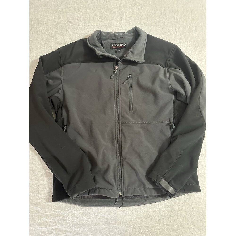 Kirkland Men's Size‎ Large L Winter Jacket Collar Softshell Black/Gray Fleece